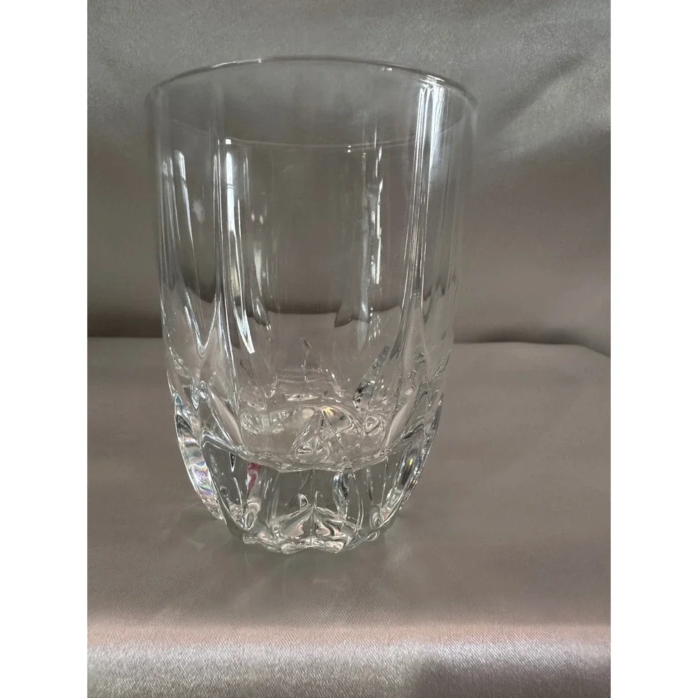 6 Crystal Whiskey Rocks Glasses Heavy Base Wedge‎ Cut Lowball Barware Clear